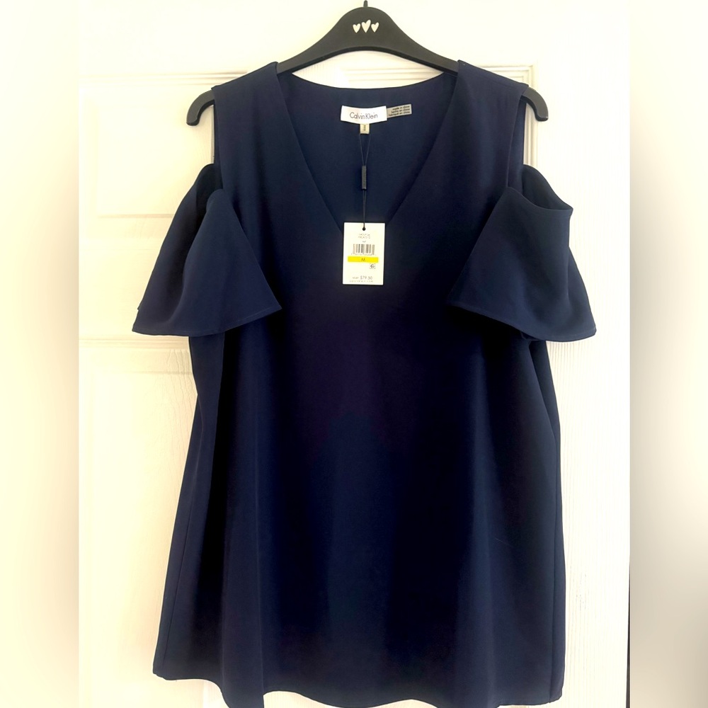 Calvin Klein Women's Navy Cold Shoulder Top